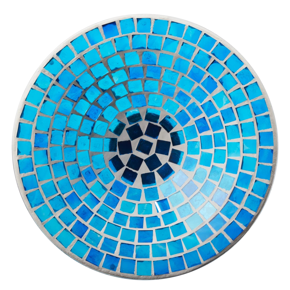 For Living Mosaic Glass Garden Stake & Bird Bath, 26-in