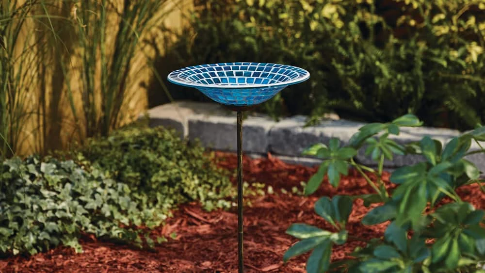 For Living Mosaic Glass Garden Stake & Bird Bath, 26-in - Image 3