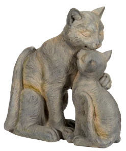 For Living Mother Cat & Kitten Statue & Lawn Ornament, 13.66-in, Grey