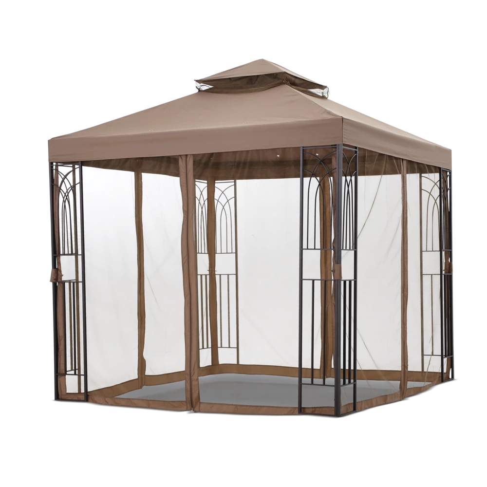 For Living Square Fabric Outdoor/Patio Gazebo Netting For Crawford Gazebo, Brown, 95x95x80-in - Image 2