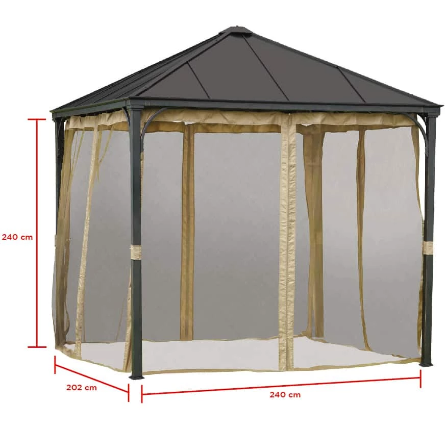 For Living Square Fabric Outdoor/Patio Gazebo Netting For Crawford Gazebo, Brown, 95x95x80-in - Image 4