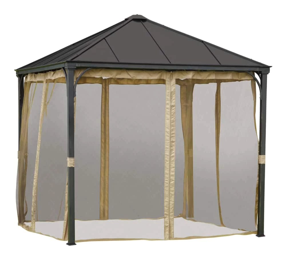 For Living Square Fabric Outdoor/Patio Gazebo Netting For Crawford Gazebo, Brown, 95x95x80-in