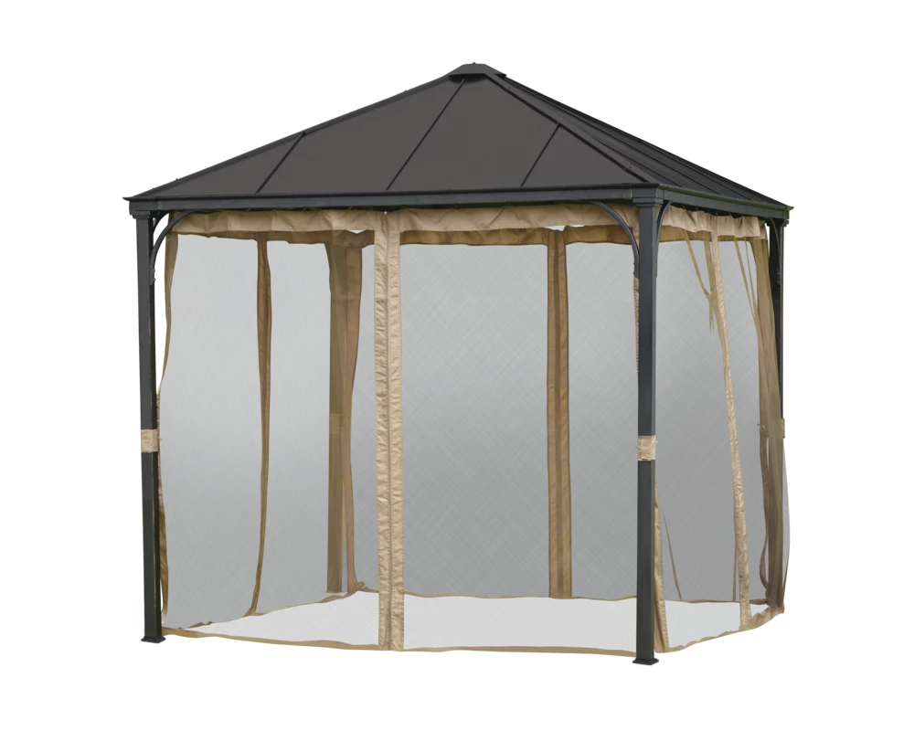 For Living Square Fabric Outdoor/Patio Gazebo Netting For Crawford Gazebo, Brown, 95x95x80-in - Image 3