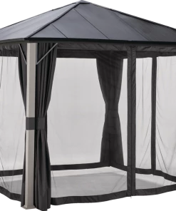 For Living Rockport Outdoor/Patio Gazebo Netting For Hard-Top Gazebo, Black, 103x103x81-in