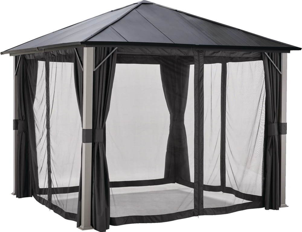 For Living Rockport Outdoor/Patio Gazebo Netting For Hard-Top Gazebo, Black, 103x103x81-in