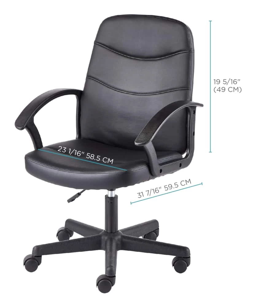 For Living Faux Leather Height Adjustable Executive Swivel Office/Desk Chair, Black - Image 5