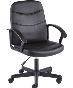 For Living Faux Leather Height Adjustable Executive Swivel Office/Desk Chair, Black