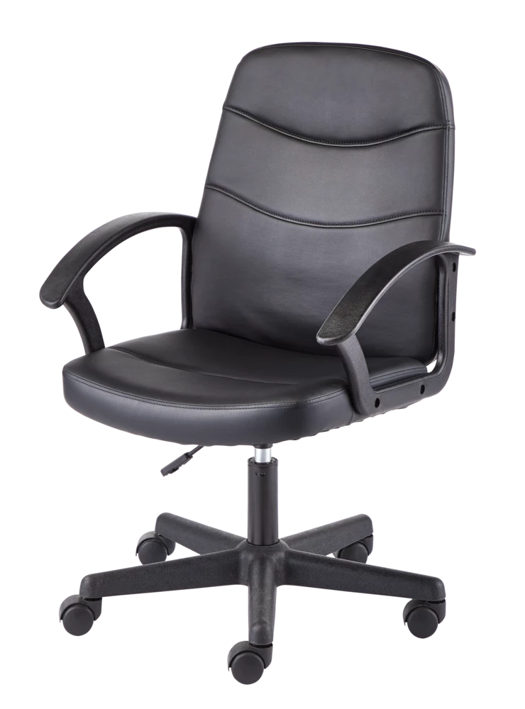 For Living Faux Leather Height Adjustable Executive Swivel Office/Desk Chair, Black - Image 2