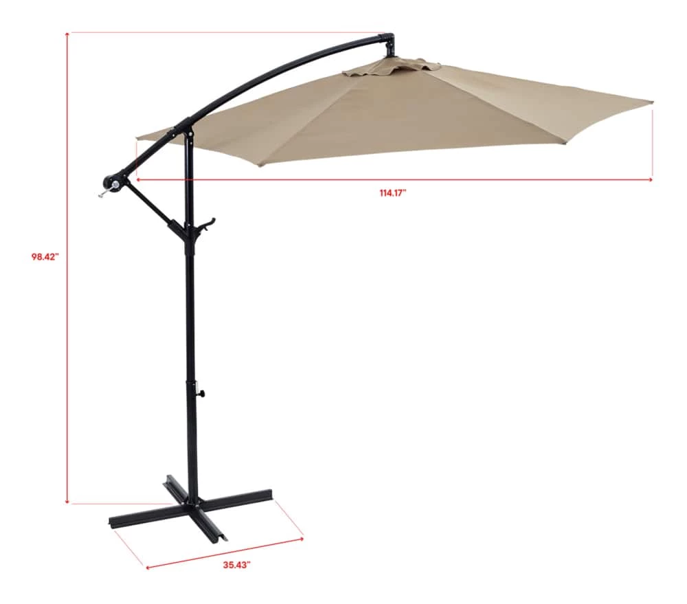 For Living Outdoor/Patio Offset Umbrella W/ Crank Handle, Beige, 10-ft - Image 3