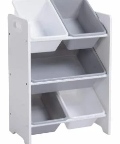 For Living 5-Bin Storage Organizer For Toys/Bedroom/Playroom/Mudroom, White