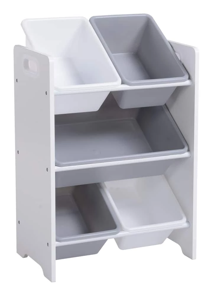 For Living 5-Bin Storage Organizer For Toys/Bedroom/Playroom/Mudroom, White