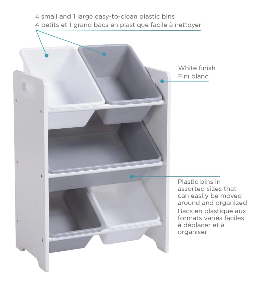For Living 5-Bin Storage Organizer For Toys/Bedroom/Playroom/Mudroom, White - Image 8