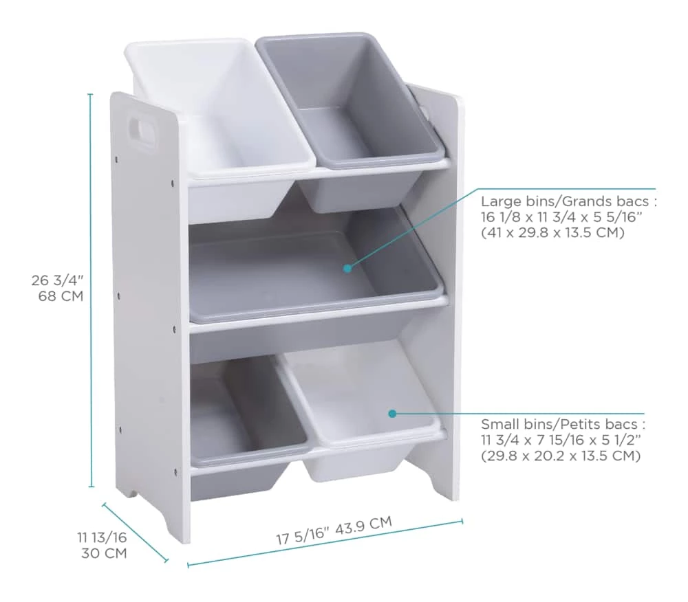 For Living 5-Bin Storage Organizer For Toys/Bedroom/Playroom/Mudroom, White - Image 7