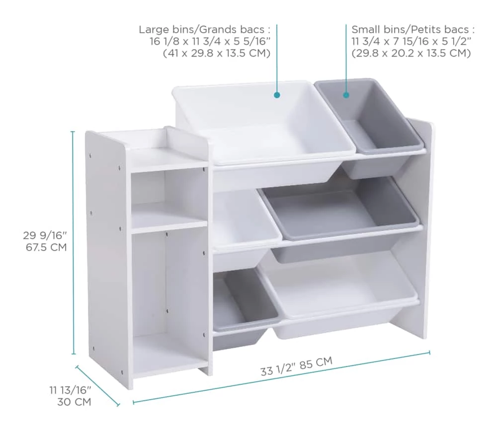 For Living 6-Bin Storage Organizer Bookshelf For Toys/Bedroom/Playroom/Mudroom, White - Image 8