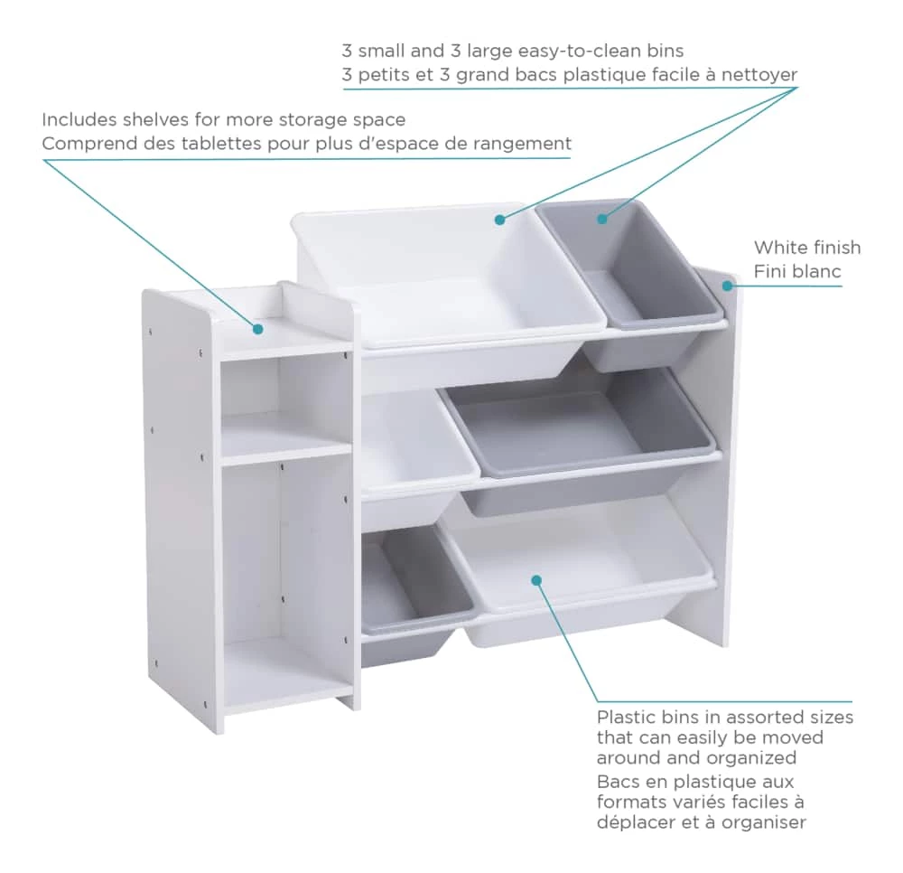 For Living 6-Bin Storage Organizer Bookshelf For Toys/Bedroom/Playroom/Mudroom, White - Image 7