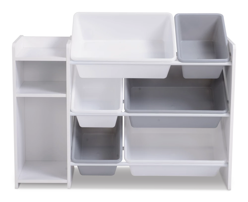 For Living 6-Bin Storage Organizer Bookshelf For Toys/Bedroom/Playroom/Mudroom, White - Image 4