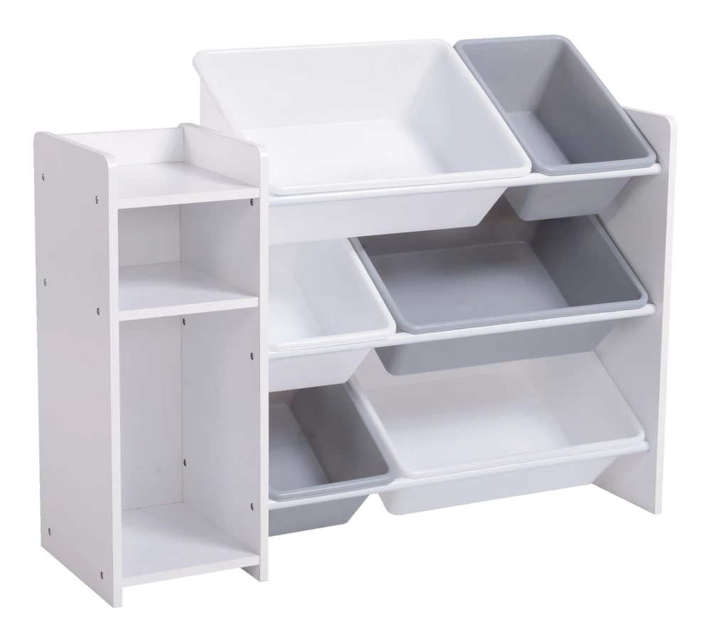 For Living 6-Bin Storage Organizer Bookshelf For Toys/Bedroom/Playroom/Mudroom, White - Image 5