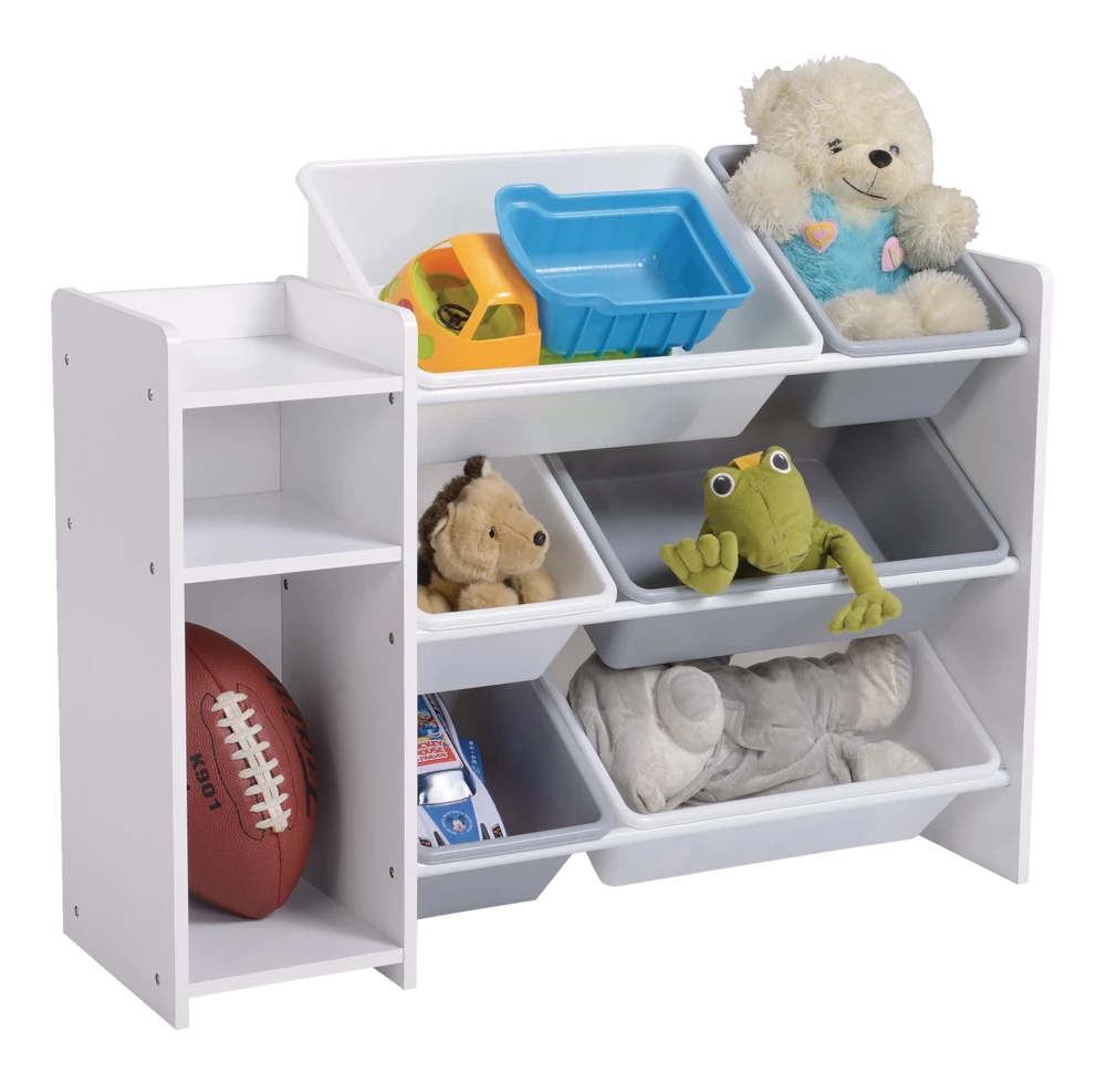 For Living 6-Bin Storage Organizer Bookshelf For Toys/Bedroom/Playroom/Mudroom, White - Image 6