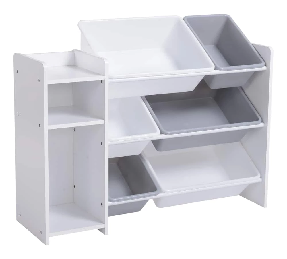 For Living 6-Bin Storage Organizer Bookshelf For Toys/Bedroom/Playroom/Mudroom, White