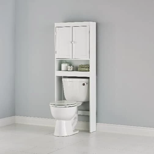 For Living Orleans 2-Door Over-The-Toilet Spacesaver Bathroom Storage Cabinet, White - Image 2