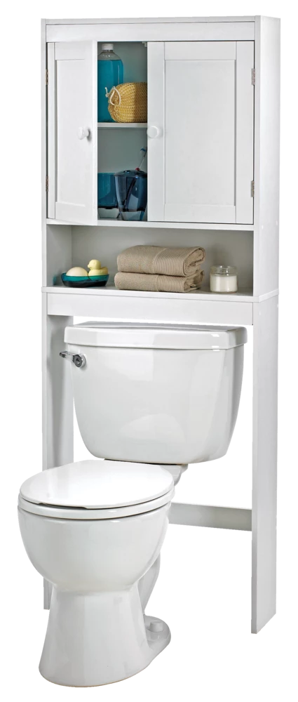For Living Orleans 2-Door Over-The-Toilet Spacesaver Bathroom Storage Cabinet, White - Image 3