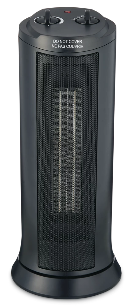 For Living Oscillating Tower Ceramic Space Heater W/Thermostat, 1500W, Black