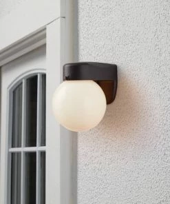 For Living Opal Glass Outdoor Wall Light, Black