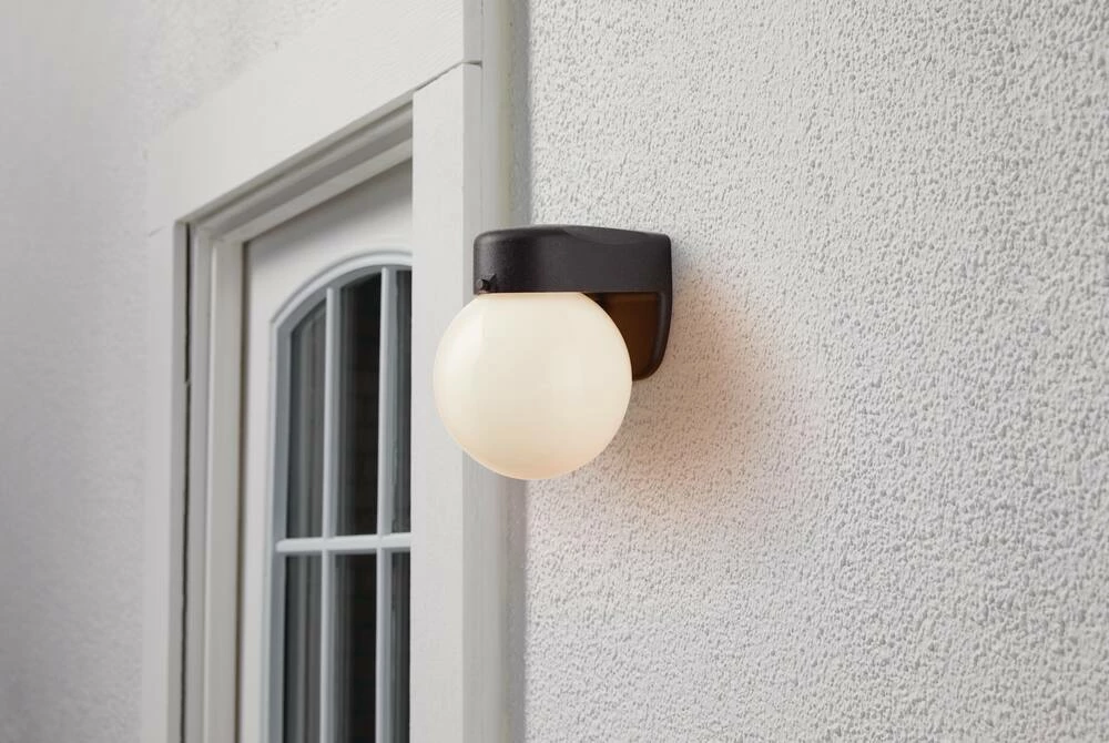For Living Opal Glass Outdoor Wall Light, Black