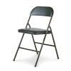 For Living Portable Vinyl Upholstered & Padded Metal Folding Chair, Black