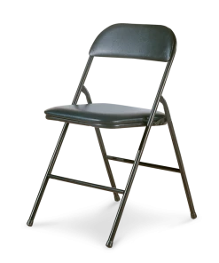 For Living Portable Vinyl Upholstered & Padded Metal Folding Chair, Black