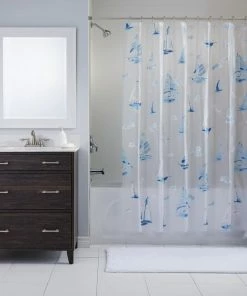 For Living Sail Boats PEVA Shower Curtain