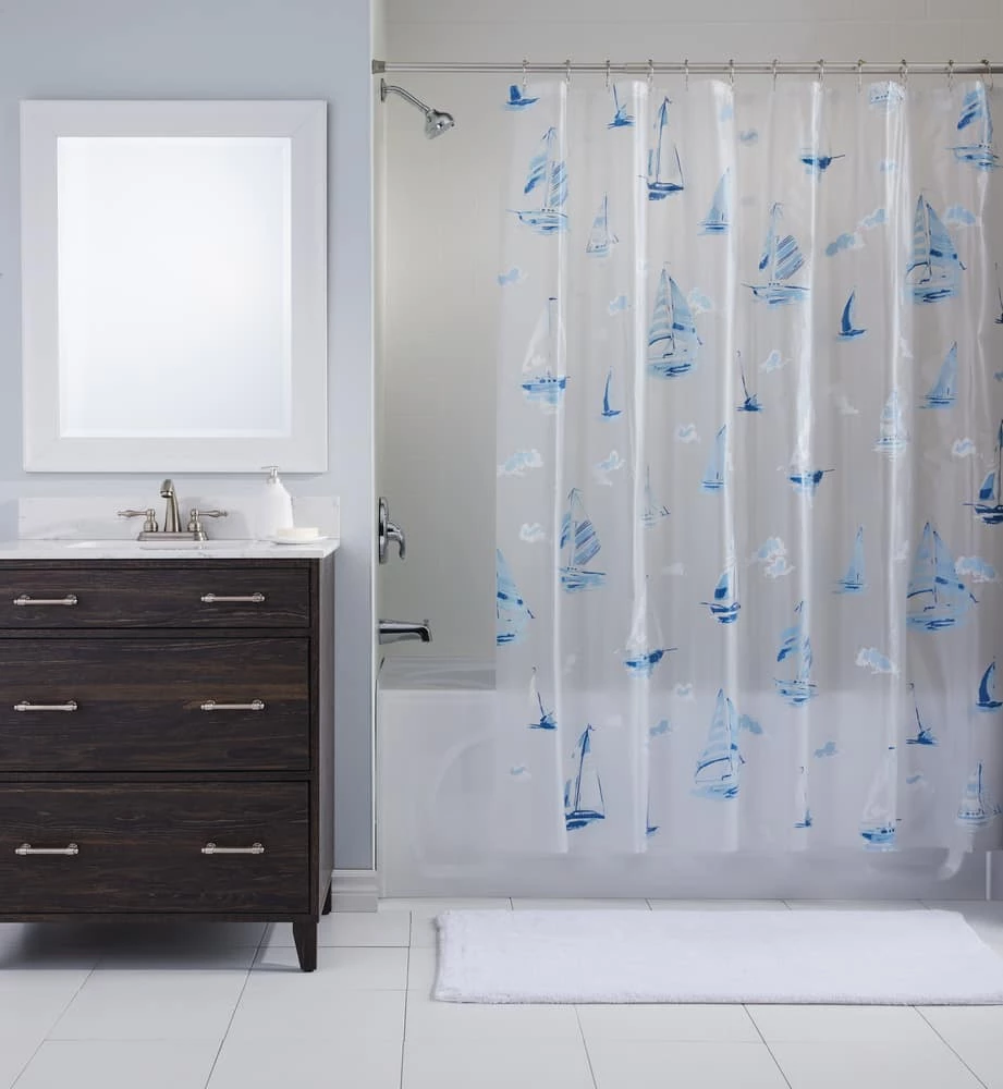 For Living Sail Boats PEVA Shower Curtain