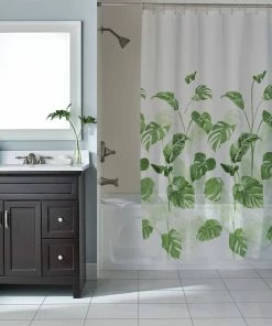For Living PEVA Botanical Shower Curtain, 72-in X 72-in