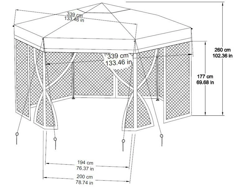 For Living Quick-Set Hexagon Outdoor/Patio Soft-Top Gazebo W/ Netting, Grey, 10x12-ft - Image 6