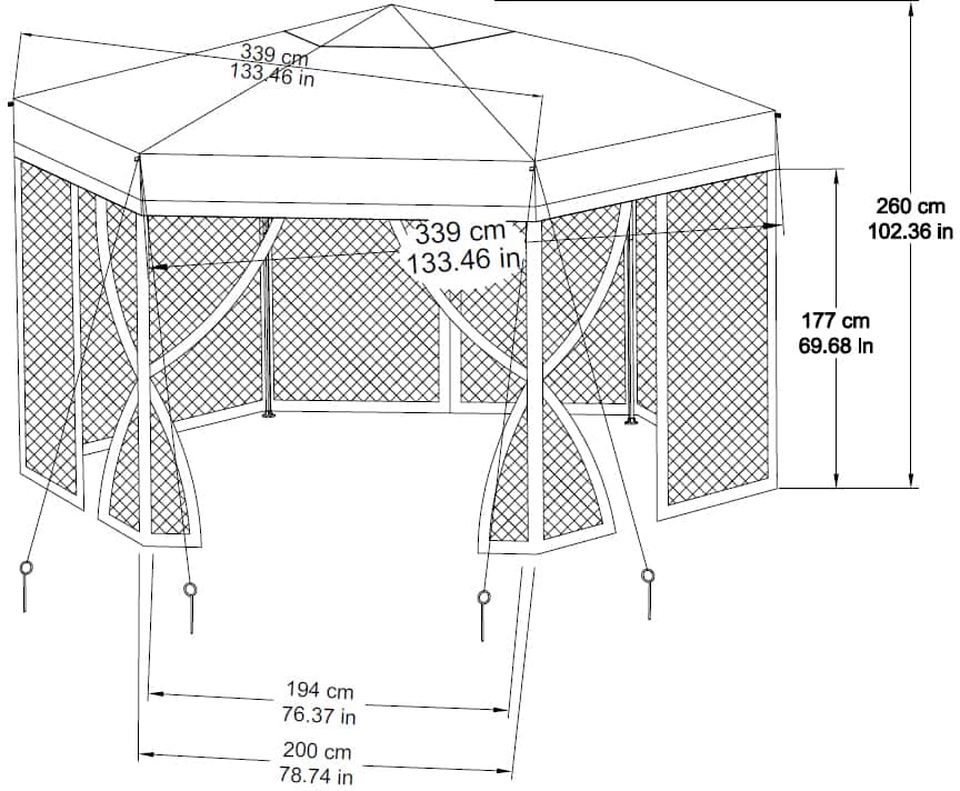 For Living Quick-Set Hexagon Outdoor/Patio Soft-Top Gazebo W/ Netting, Grey, 10x12-ft - Image 7