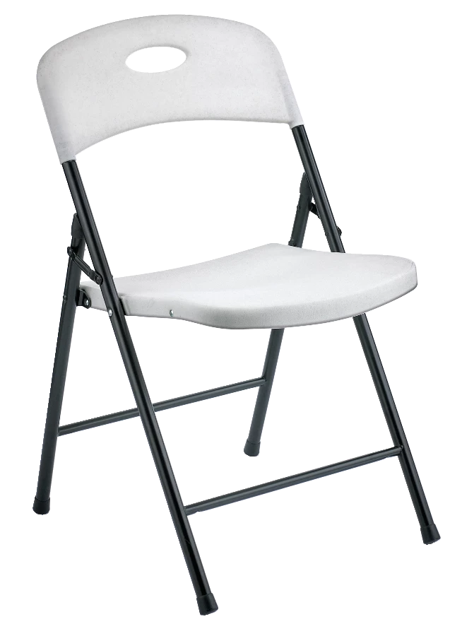 For Living Portable Indoor/Outdoor Contoured Plastic & Metal Folding Chair, White - Image 2