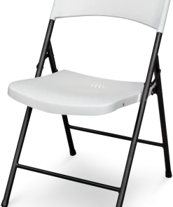 For Living Portable Indoor/Outdoor Contoured Plastic & Metal Folding Chair, White