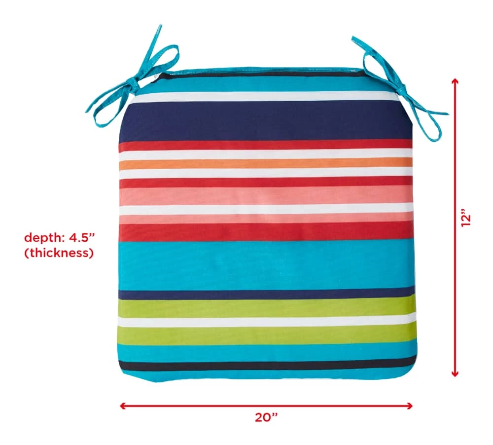 For Living Patio Stripe, Reversible Chair & Seat Pad, Teal - Image 3
