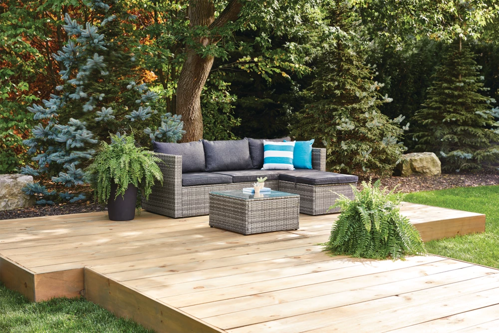 For Living All-Weather Wicker Outdoor/Patio Conversation Set W/Glass Top Coffee Table, 3-pc