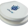 For Living Soft Fish Vinyl Toilet Seat With Plastic Hinges, White