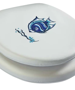 For Living Soft Fish Vinyl Toilet Seat With Plastic Hinges, White