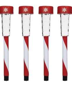 For Living Christmas Lights Solar Candy Cane Stakes, 4-Pack