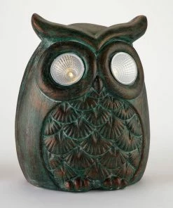 For Living Solar Owl Statue & Lawn Ornament, 10.63-in, Green