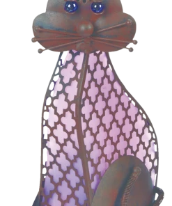 For Living Solar-Powered Metal Cat Lawn Ornament, 15.50-in