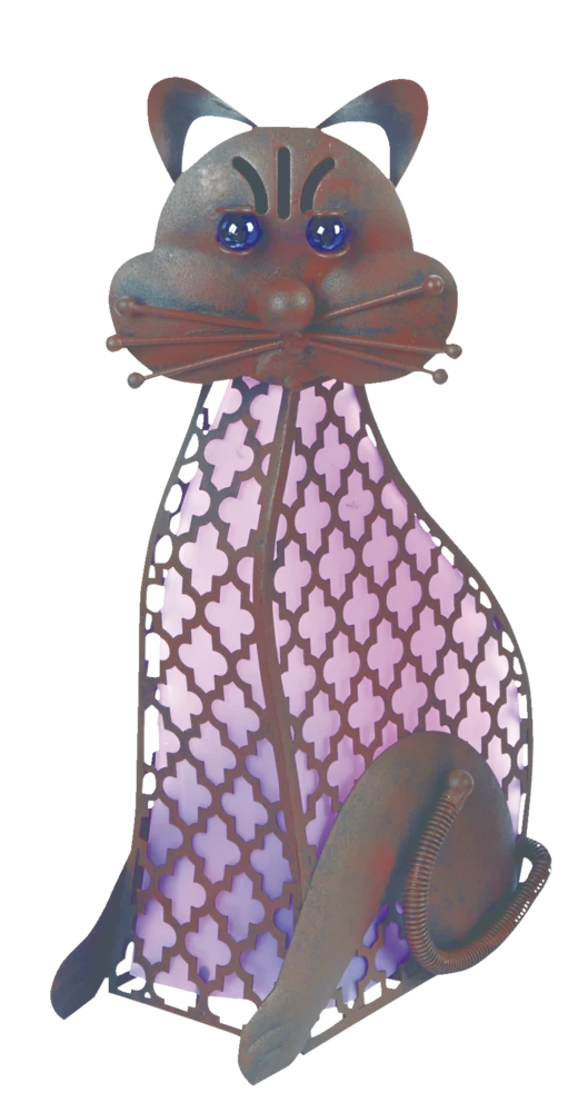 For Living Solar-Powered Metal Cat Lawn Ornament, 15.50-in