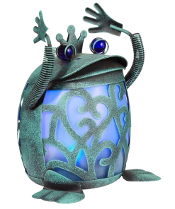 For Living Solar-Powered Metal Frog Lawn Ornament, 7.25-in
