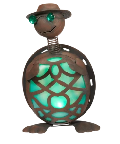 For Living Solar-Powered Metal Turtle Lawn Ornament, 14-in