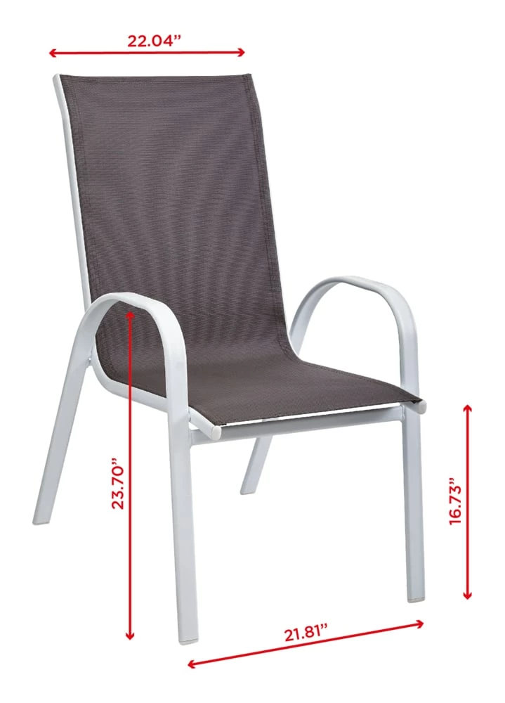 For Living Sling Outdoor/Patio Chair, Stackable, Grey - Image 2