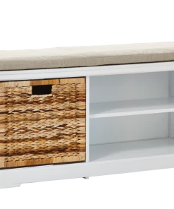 For Living Storage Bench, White