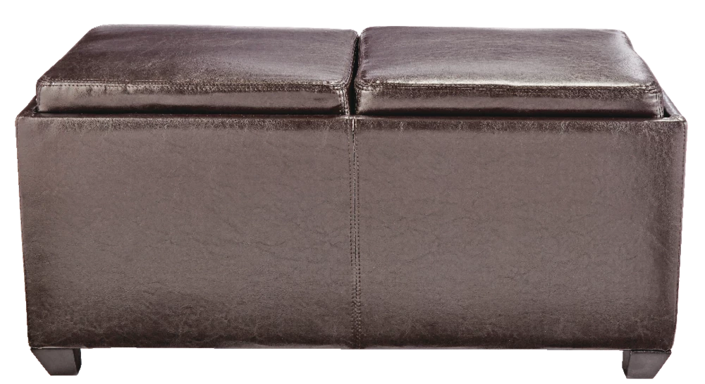 For Living Storage Ottoman/Bench With Built-In Tray Tables & Padded Seat, Espresso Brown - Image 3